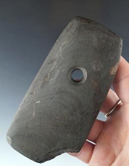 4 1/4" Green banded slate Pendant, some damage to one corner , Marion Co., Ohio. Ex. Lynch. COA.