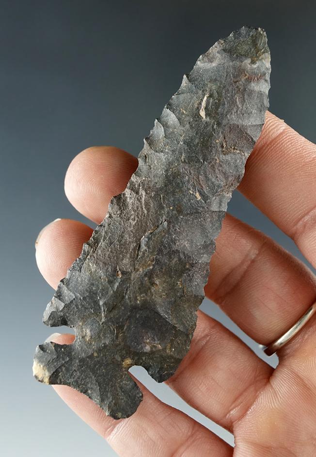 3 5/16" Beveled Knife made from Nellie variety Coshocton Flint found in Morrow Co., Ohio.