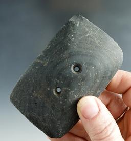 3 1/4" Semi Keeled Gorget made from green banded slate found in northern Ohio.