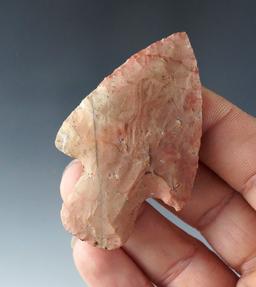 2 3/8" Adena made from cream and red Flint Ridge Flint, found in Ohio.