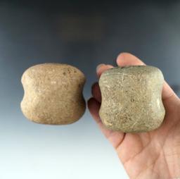 Pair of Grooved Hammerstones, one found in Ohio and the other Indiana. Both around 1 3/4".