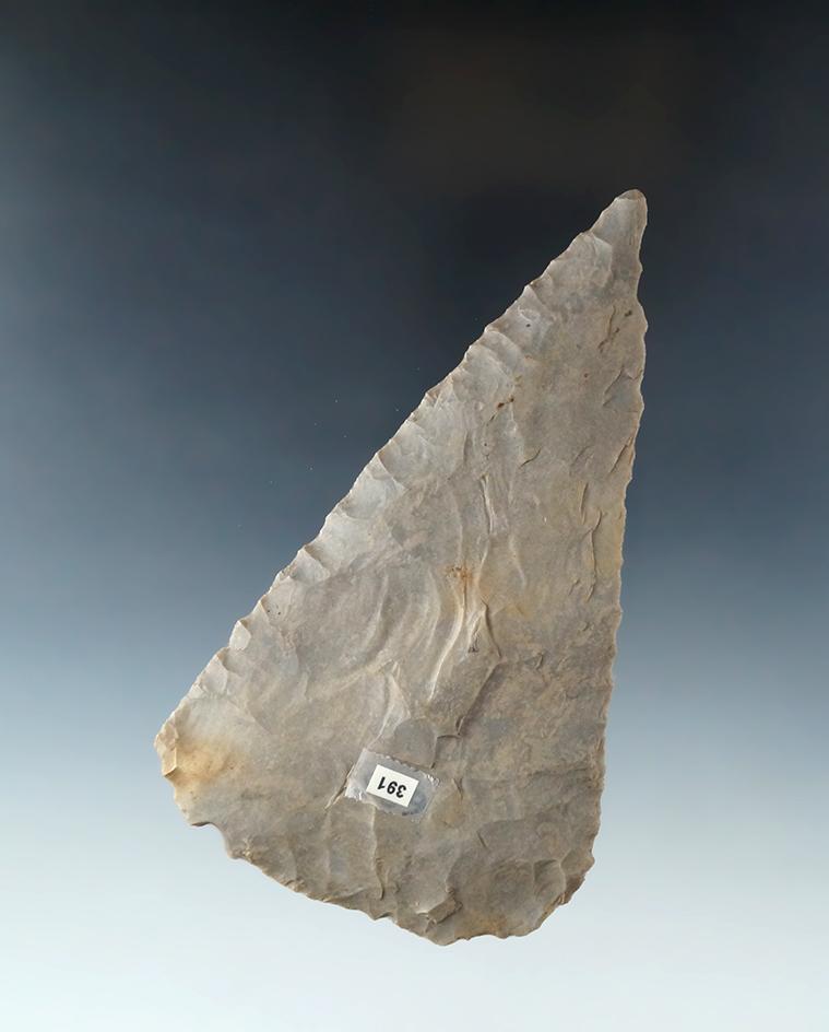 Large and thin 4 3/4" Archaic Beveled Blade found in Kentucky. Ex. Rose Nelson Collection.