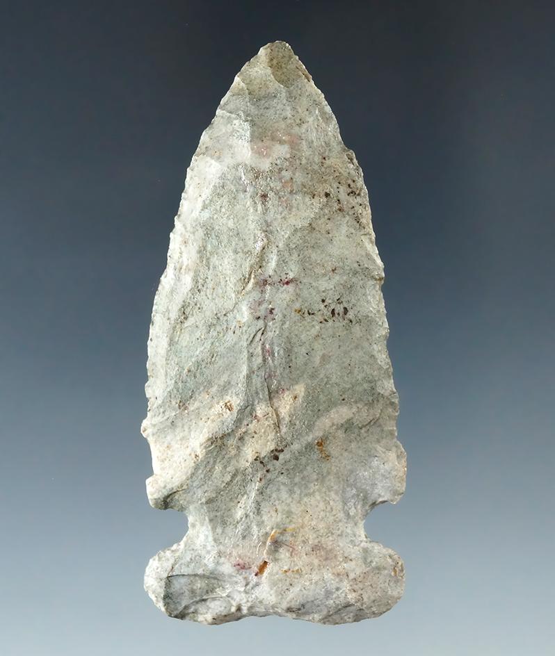 2 7/8" Sidenotch made from Attica "Indiana Green" Chert, found in Indiana.