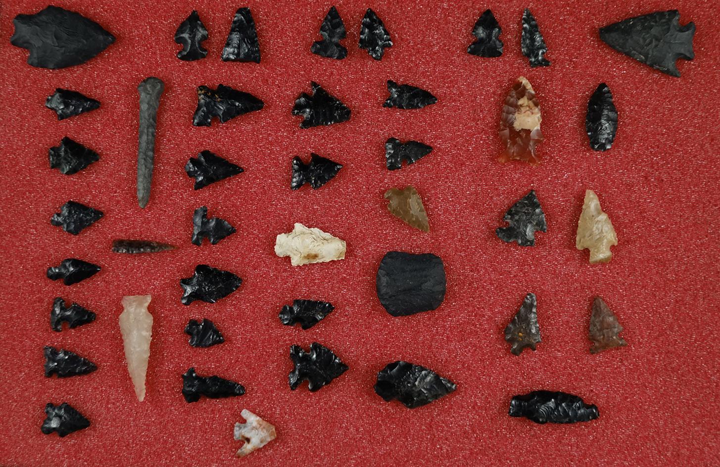Group of assorted points including obsidian arrowheads -Burns Oregon and Gempoints - WA.