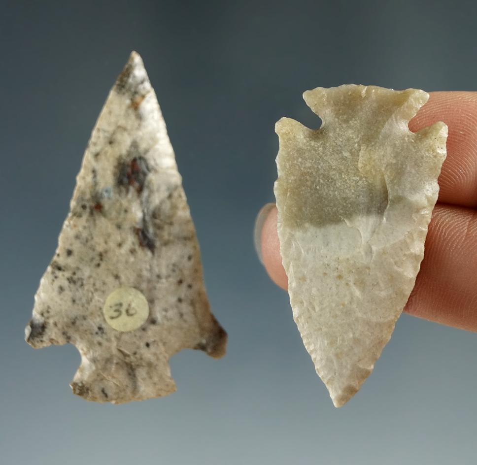 Pair of Cornernotch arrowheads found near Colorado/Kansas, largest is 2".