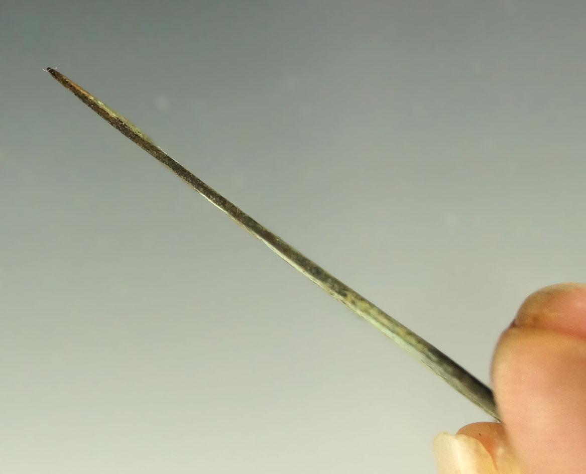 1 3/4" Triangular metal arrowhead salvaged from a barrel band found in Kansas.