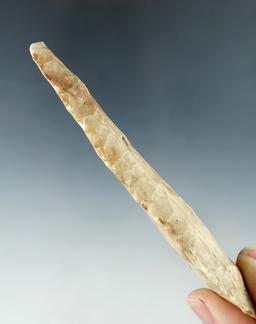 4 5/8" deeply beveled Cobbs Knife that is heavily patinated found in Adams Co.,  Illinois.