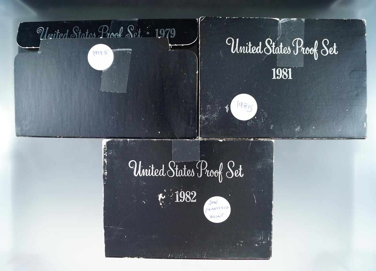 1979, 1981 and 1982 Proof Sets in Original Boxes