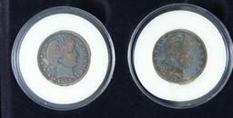 First and Last Barber Quarters 1892 G+ and 1916-D VG in Box