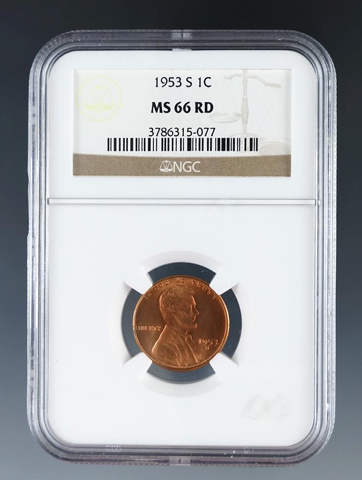 1953-S Lincoln Wheat Cent Certified MS 66 Red by NGC