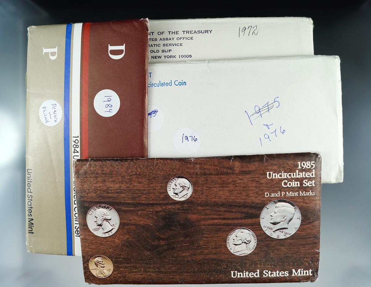 1972, 1975, 1984 and 1985 Mint Sets in Original Envelopes