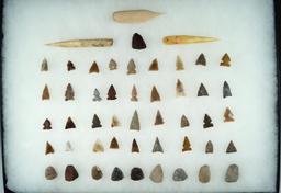 Large group of Projectile Points, 3 Bone Awls and Scrapers found in the High Plains Region.