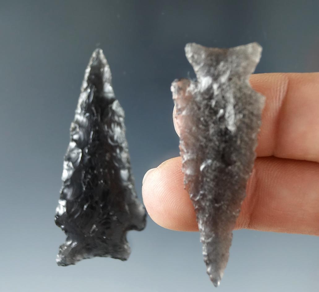 Pair of Obsidian Points found by Fred Heimbigner in the Warner Valley, Oregon on private property.