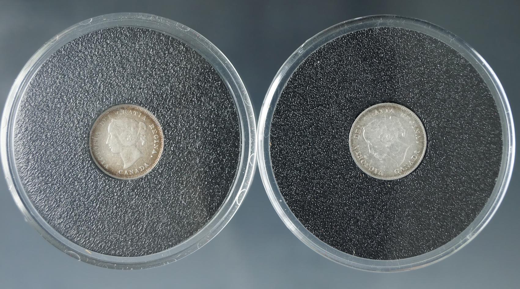 1884 and 1897 Canadian 5 Cent Silver F-VF
