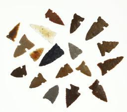Group of 18 Plains points from the Nebraska/Kansas area, largest is 1 1/4".