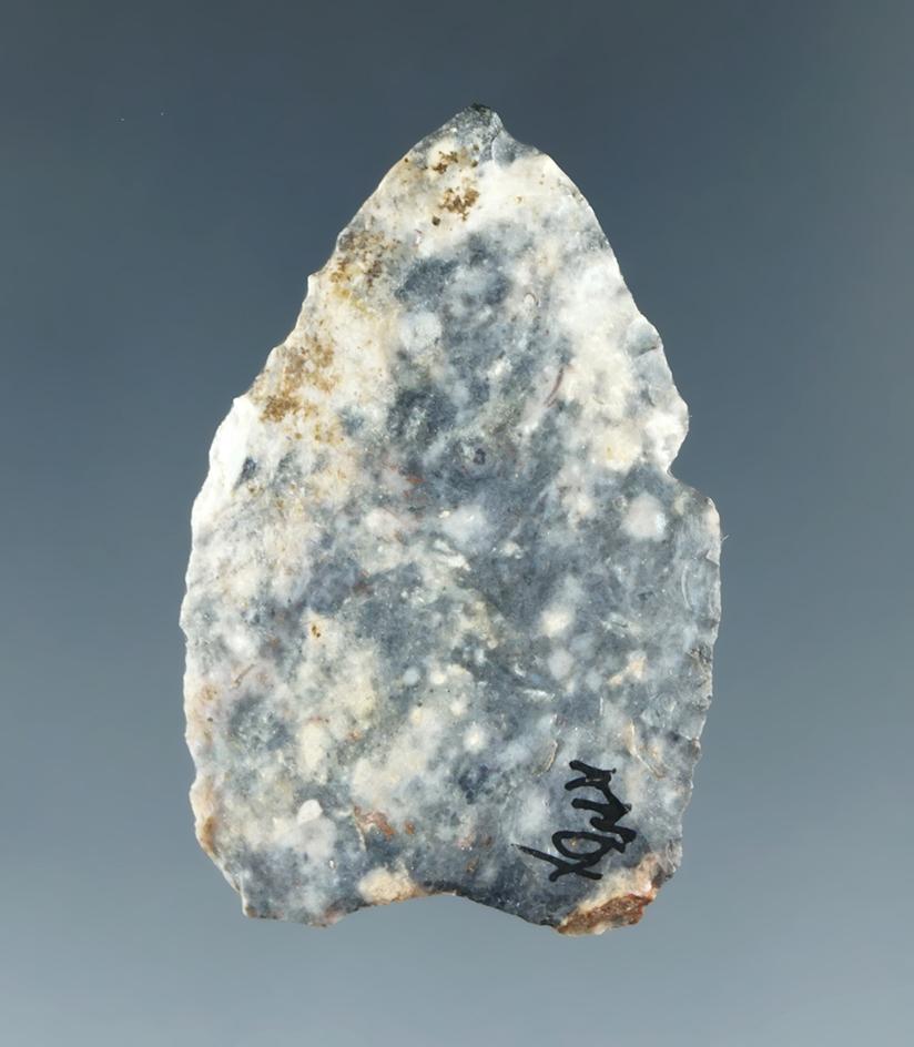 1 5/16" Paleo Dart Point that is nicely made off a flake of Coshocton Flint - Tuscarawas Co., Ohio.