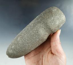 5 1/2" Long 3/4 Grooved Hardstone Axe. Ex. Ron Arnold Collection.