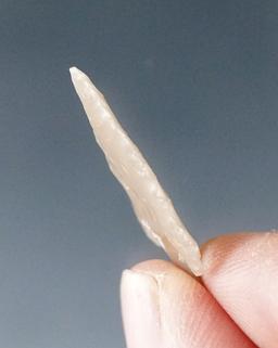 Very thin and well flaked 1 1/16" Foothills Cornernotch made from attractive semi translucent chalce