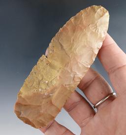 4 1/8" Clovis Preform found in Arkansas. Ex. Greg Perino, Rick Stevens Collection. Stermer COA.