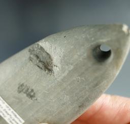 5 5/8" Bi-pointed Slate Gorget found on the Hines farm in Heartland Center, Huron Co. Ohio.