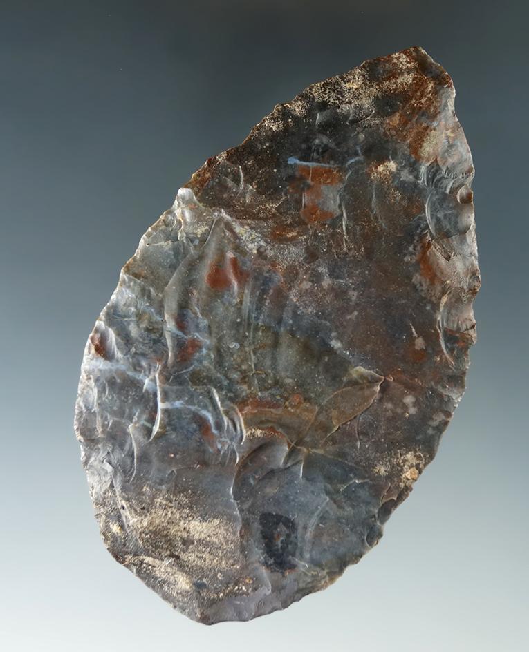 Beautiful multicolored red blue and gray Flint on this 4 1/16" Blade found in Ashland Co. Ohio.