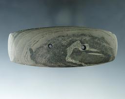 4 5/8" Green Banded Slate Gorget found by James M. Brown on February 22, 1983, Huron Co. Ohio.