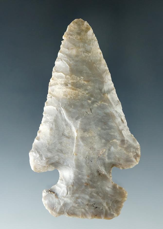 3 5/16" Coshocton Flint Archaic Thebes found in Ashland Co. Ohio.