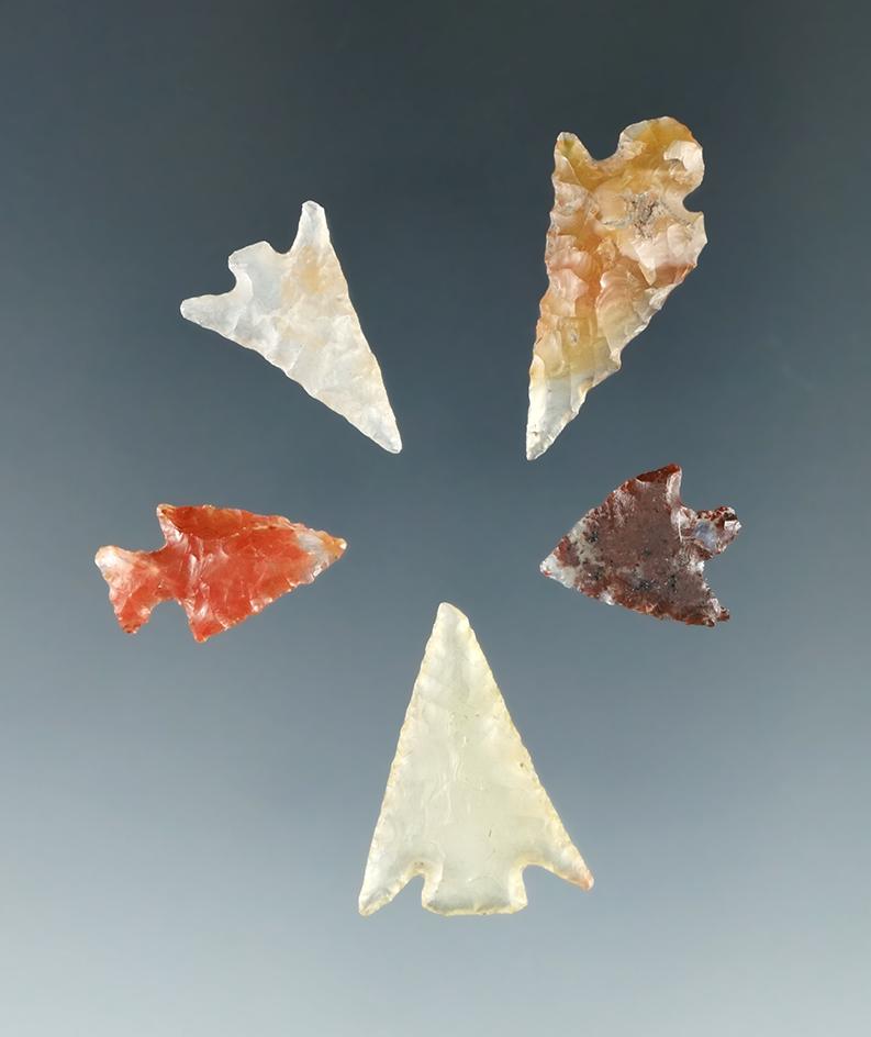 Set of 5 Columbia River Gempoints, largest is 1".