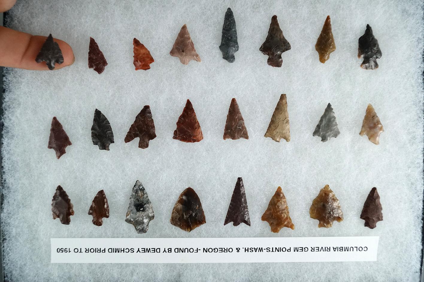 Group of approximately 24 assorted arrowheads in various conditions. Found in Washington -Oregon.