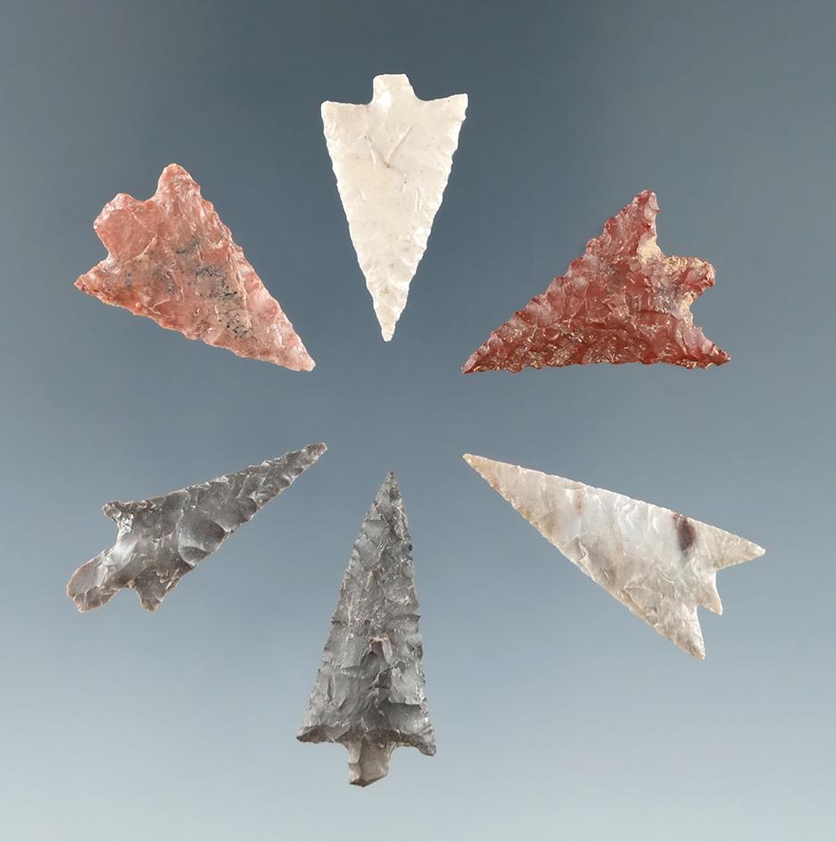 Set of 6 Columbia River Gempoints, largest is 1".