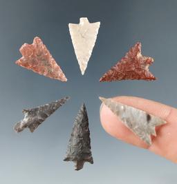 Set of 6 Columbia River Gempoints, largest is 1".