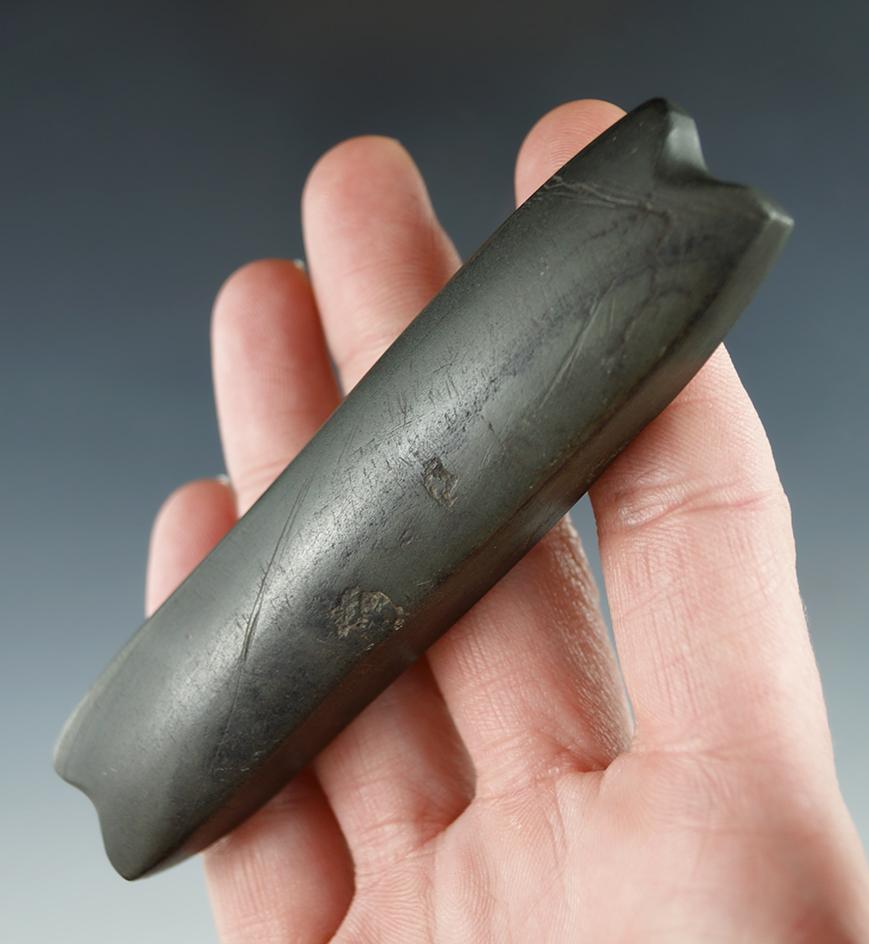 4" Archaic Bar Weight - Sandusky Co., Ohio. Nice indentions on both ends and a fluted bottom.