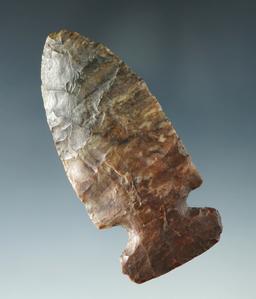 3" Archaic Sidenotch made from colorful Upper Mercer Flint, found in Ohio. Ex. Virgil Doughty.