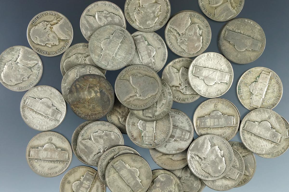 40 Assorted Silver War Nickels G-VF