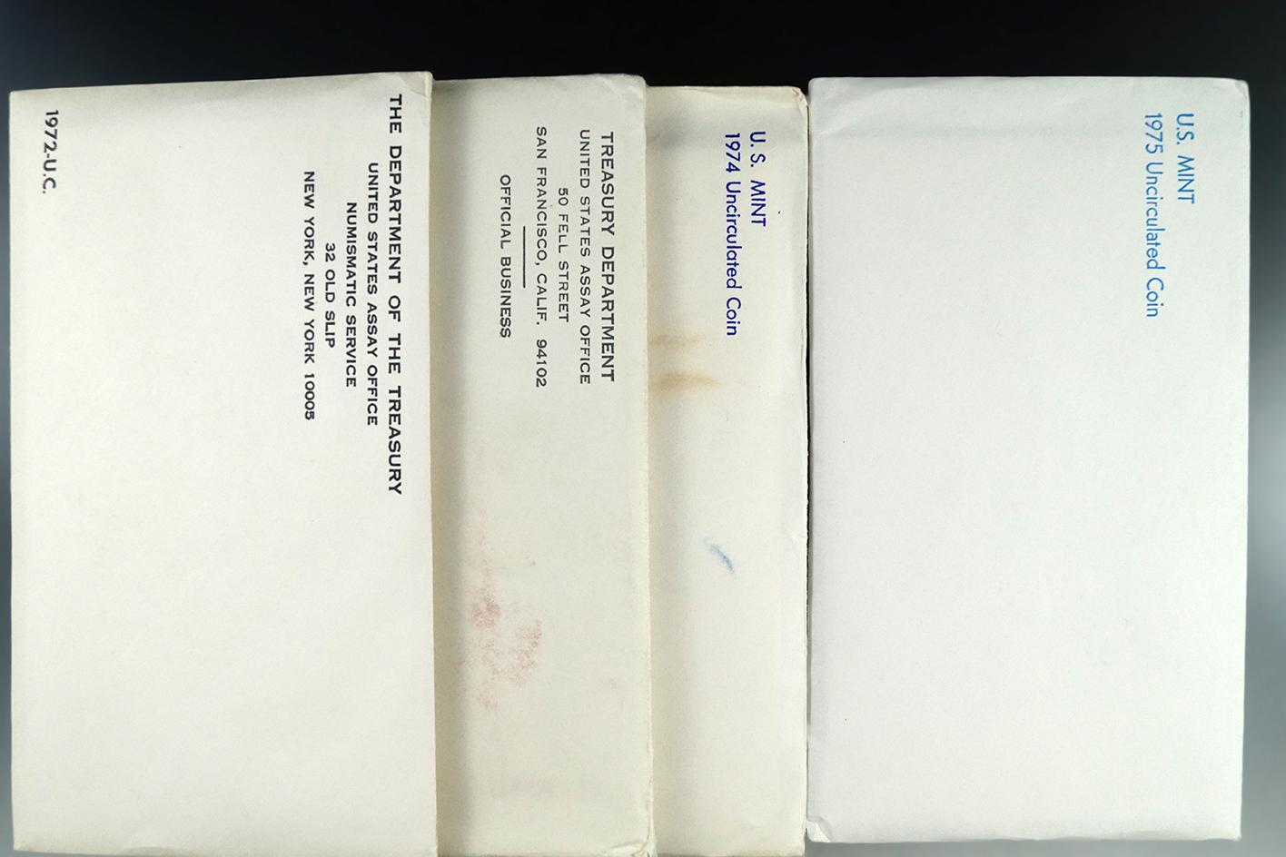 1971, 1972, 1974 and 1975 Mint Sets in Original Envelopes