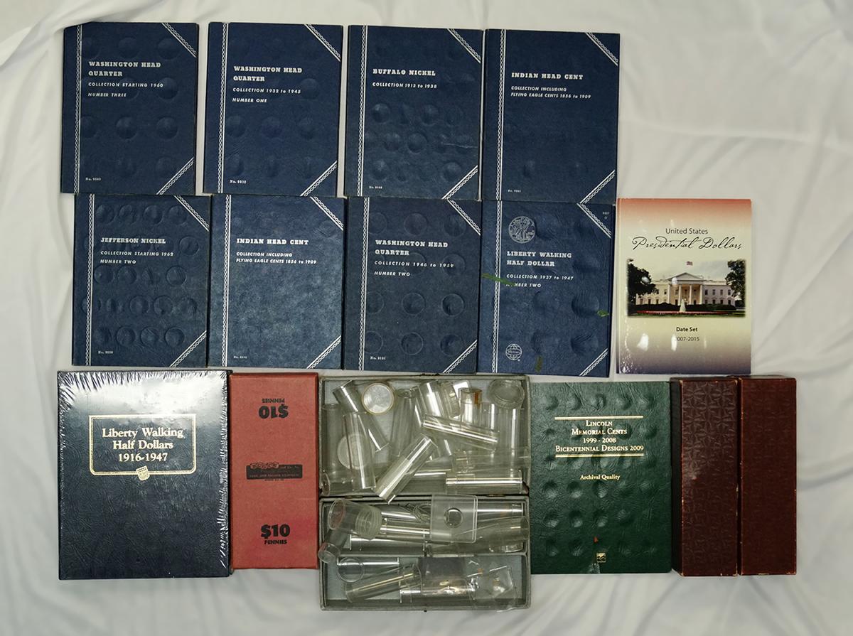 Coin Supplies New Whitman Classic Walking Half Dollar Album, Used Coin Folders and other Misc.
