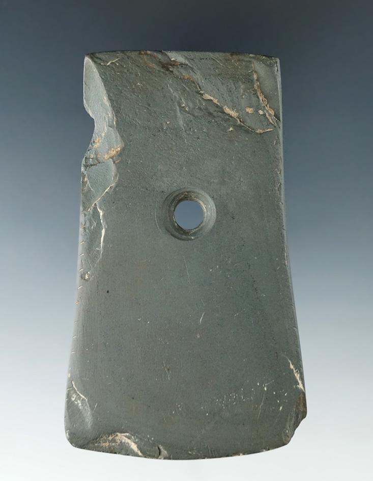 3 1/2" green banded slate Pendant found in Licking Co., Ohio by J. Brandar.