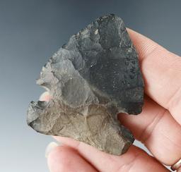 2" Archaic Sidenotch made from Nellie Chert with a wide base, found in Coshocton Co., Ohio.