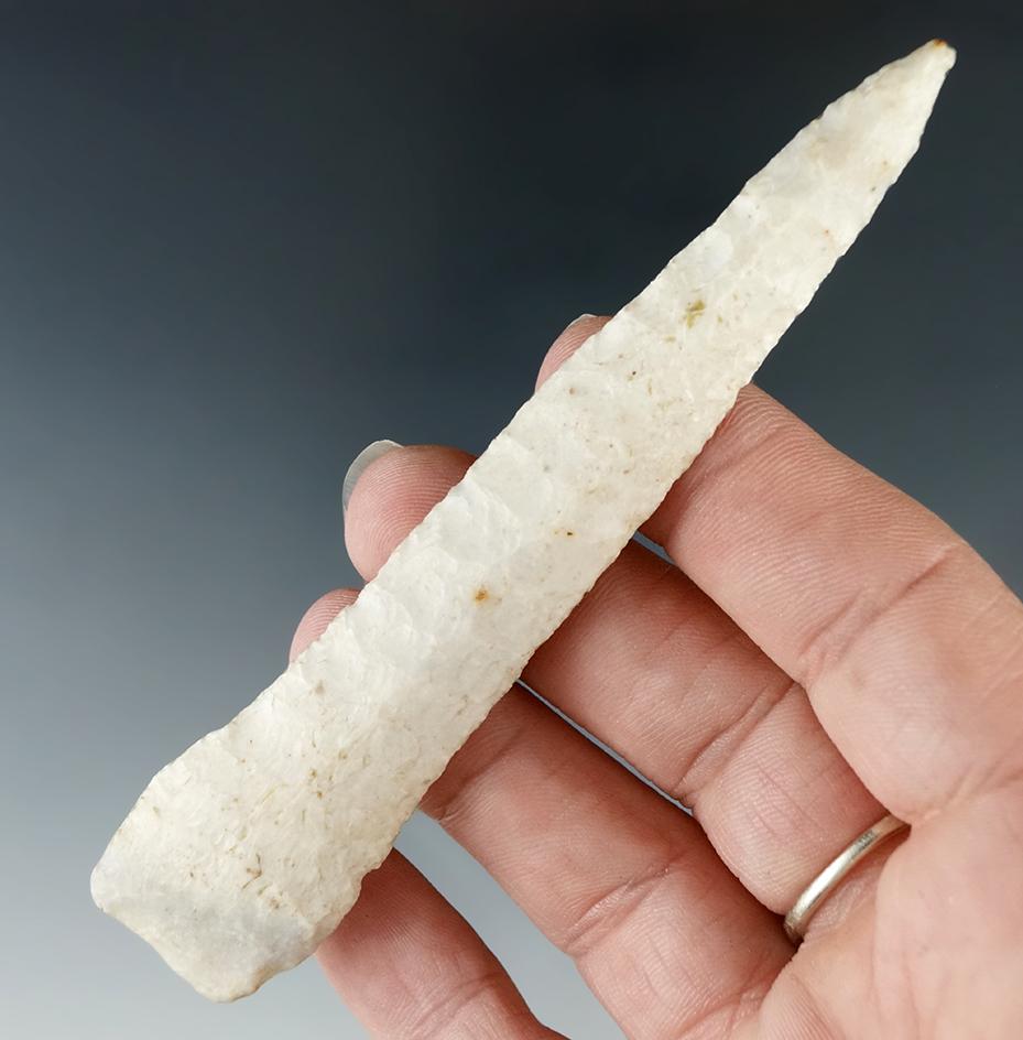 Sale Highlight! incredible flaking on this 4 3/16" Paleo Drill found in Illinois.