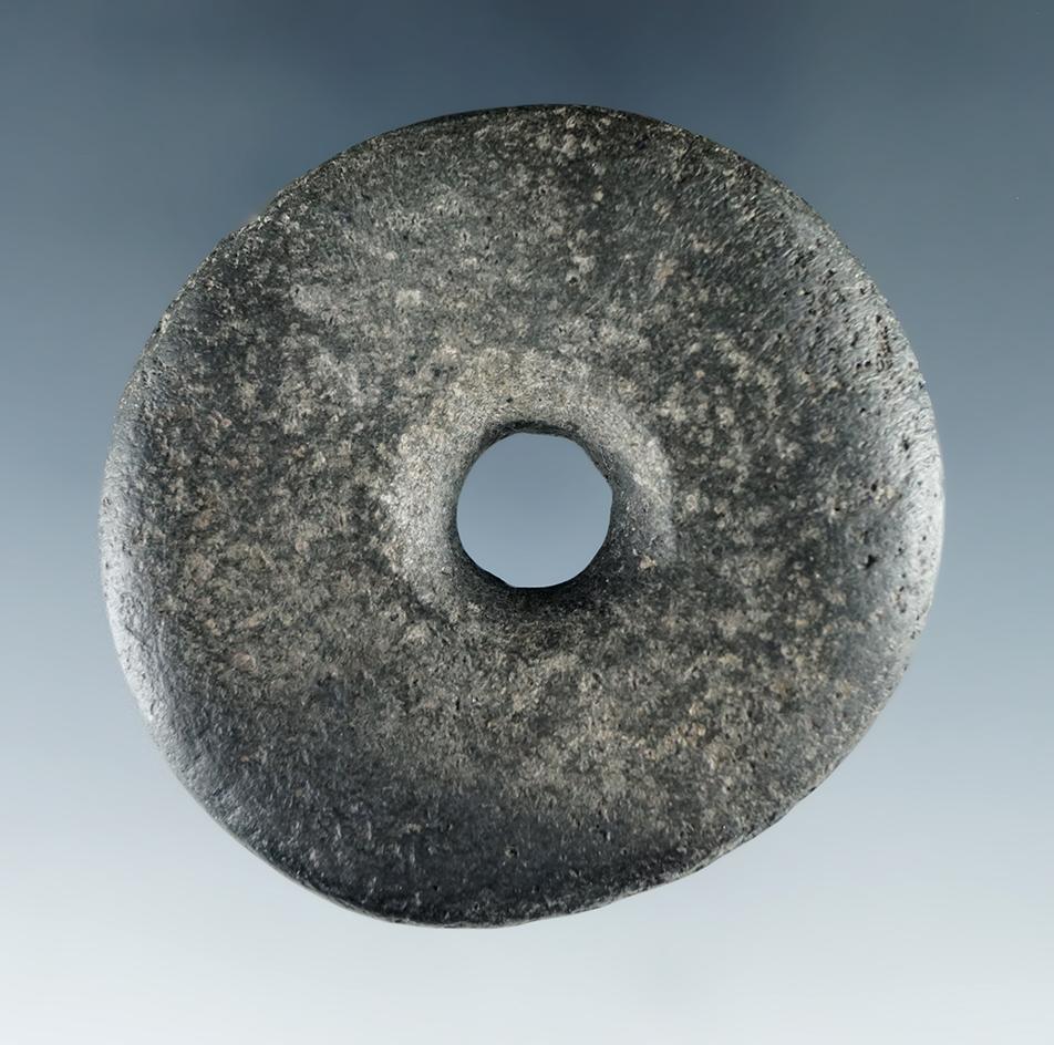 1 15/16" drilled stone ring/pendant found near the Columbia River - nicely polished and patinated.