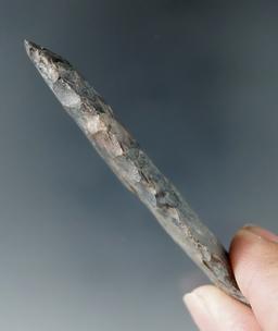 2 7/8" Coshocton Flint Paleo Stemmed Lanceolate found in Ashland Co., Ohio.