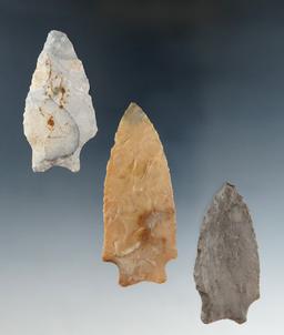 Three Transitional Paleo points found in Richland and Ashland Co.,'s, Ohio.