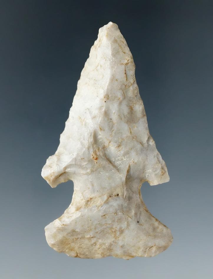 2 1/4" Thebes Bevel made from Flint Ridge Flint found in Athens Co., Ohio.