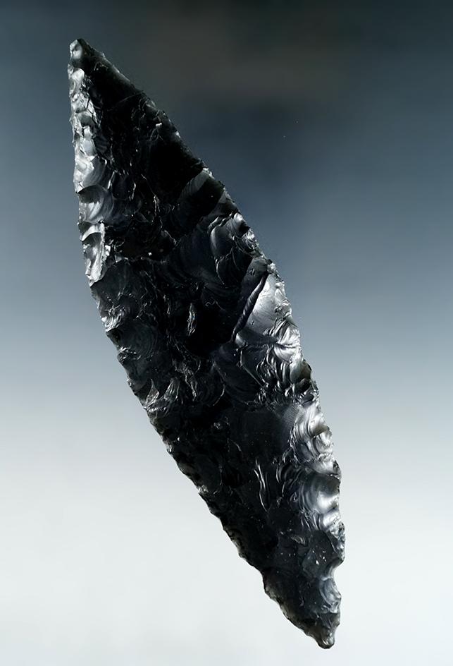 5 5/16" Bi-Point Obsidian Knife, found near Crump Lake in Lake Co., Oregon.