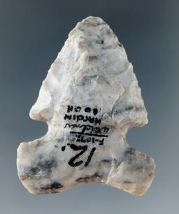 1 1/2" Archaic Sidenotch made from very attractive blue and gray Flint Ridge Flint - Hardin Co., Ohi