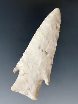 3 3/8" Hardin made from Burlington chert with restoration to the ears. Found in Missouri.