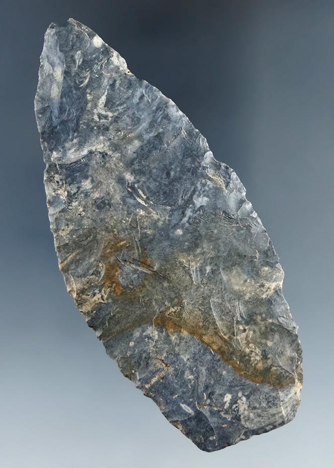 Very thin and nice! 3 5/8" nicely patinated Coshocton Flint Paleo Lanceolate  found in Ohio.