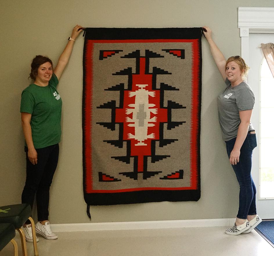 69" by 45" nicely woven large Navajo rug - excellent condition - makes a beautiful wall hanging.