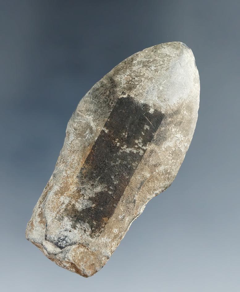 2 9/16" Spear Point made from ground & polished slate, found in Alaska. Bennett COA.