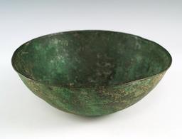 5 1/2" bronze Roman bowl in excellent condition with a nice floral stamp pattern on interior.